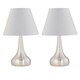 image 1 of Set of 2 Romana - Brushed Chrome Touch Table Lamps with Ivory Shades Silver | Red