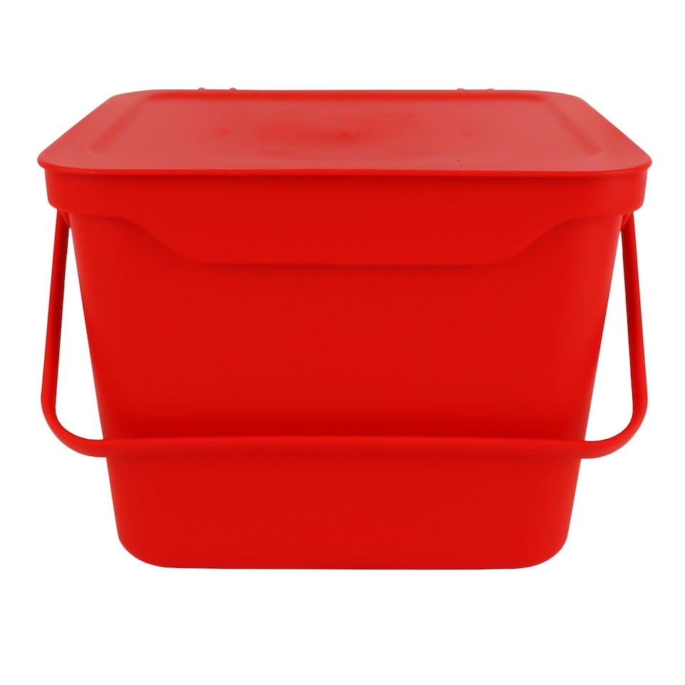 image 1 of 5L Red Plastic Kitchen Compost Caddy/Food Bin for Food Waste Recycling