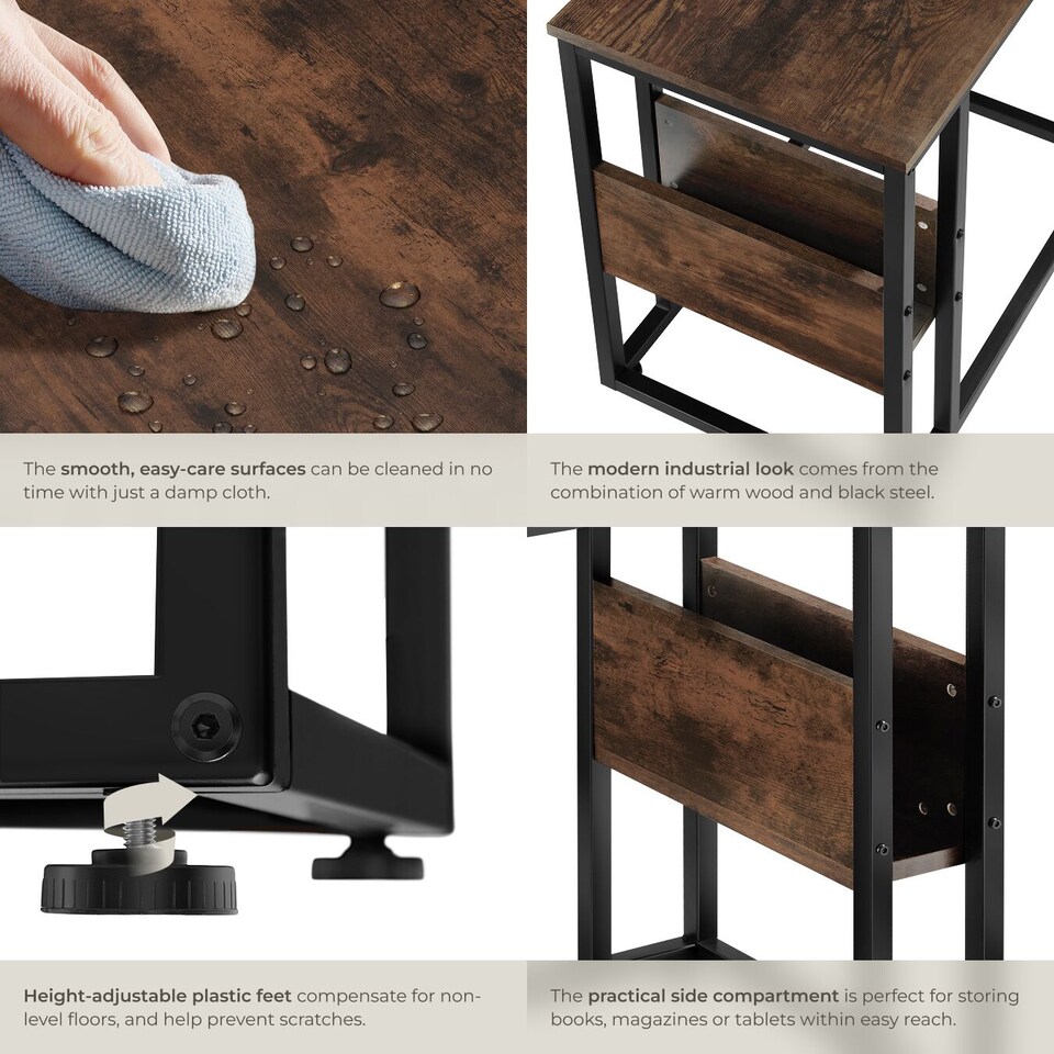 image 1 of Bedside Table Wigan - industrial style, with side compartment, 55 x 36.5 x 60 cm | Brown | Industrial wood dark, rustic | 55 x 36,50 x 60 cm | 1