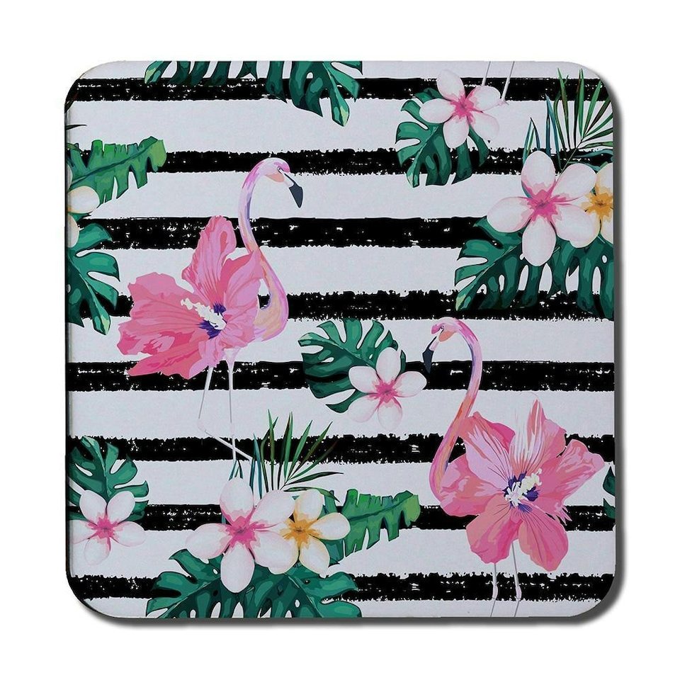 image 1 of Floral Flamingos (Coaster)