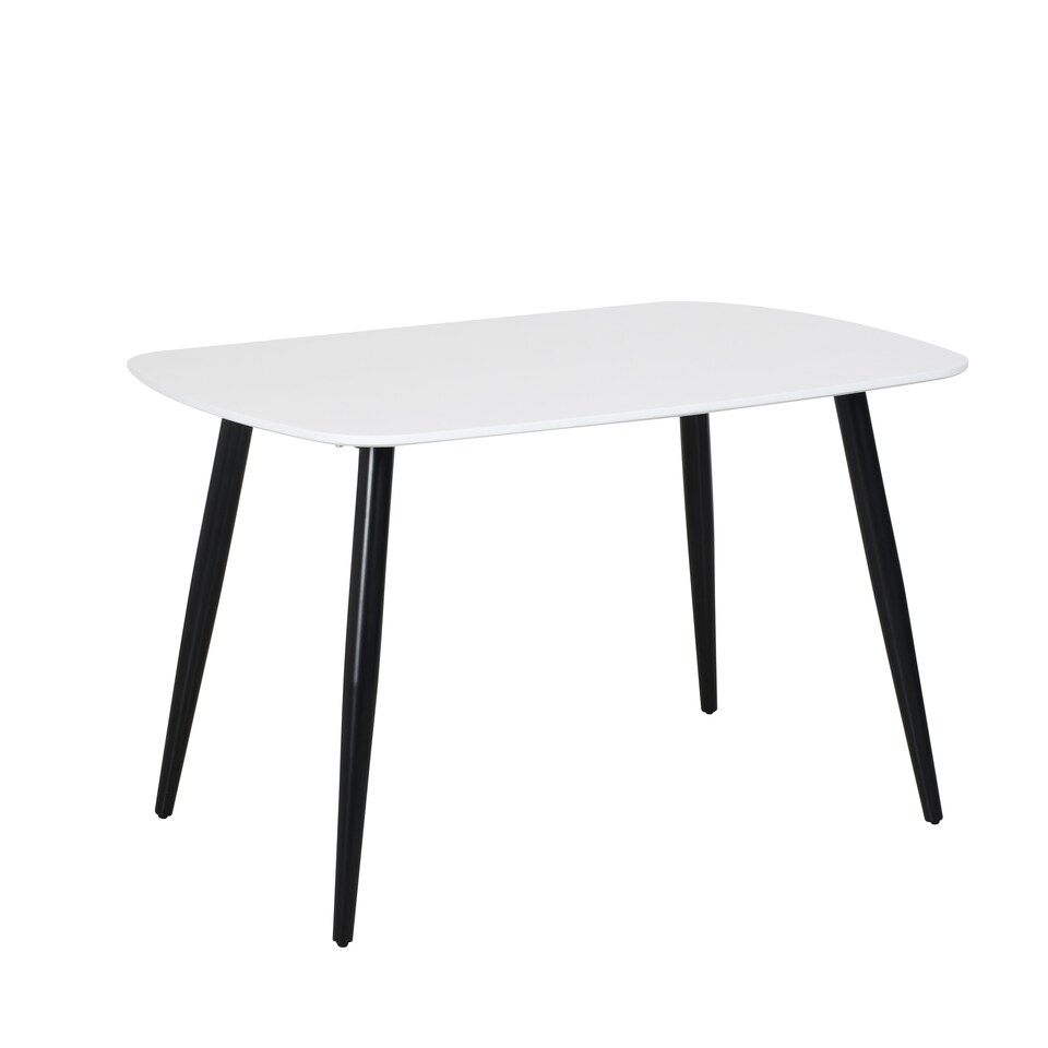 image 1 of Aspen White 120cm Rectangular Dining Table with 4 Straight Stitch Upholstered Fabric Chairs - Modern Dining Set | Blue | Blue | One Size | 1