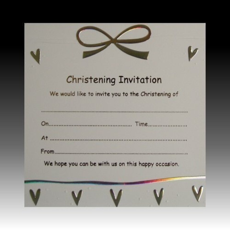 image 1 of Luxury Pack of 10 Christening Invitations - Christening Bow