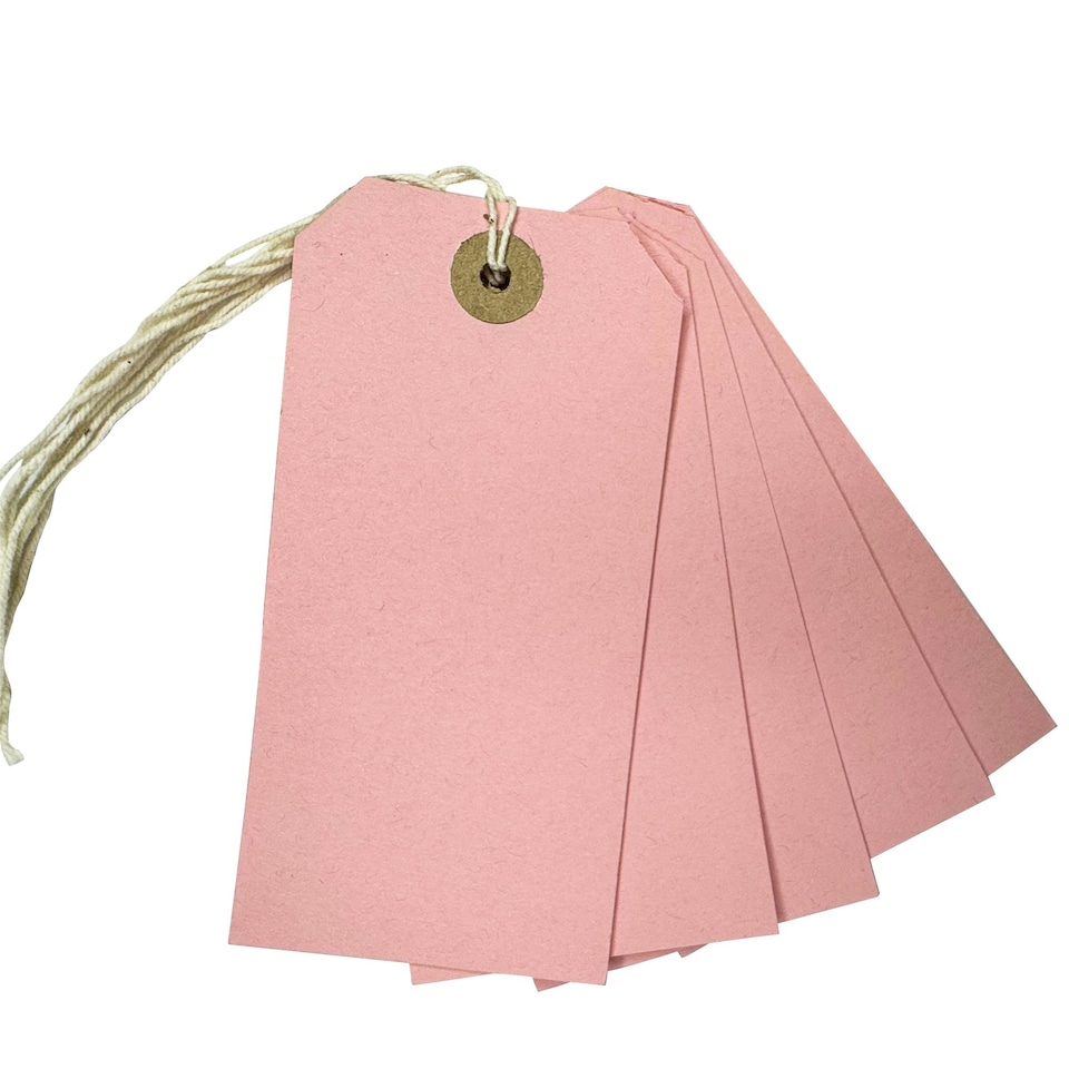 image 1 of Box of 1000 Light Pink Strung Tags 120mm x 60mm