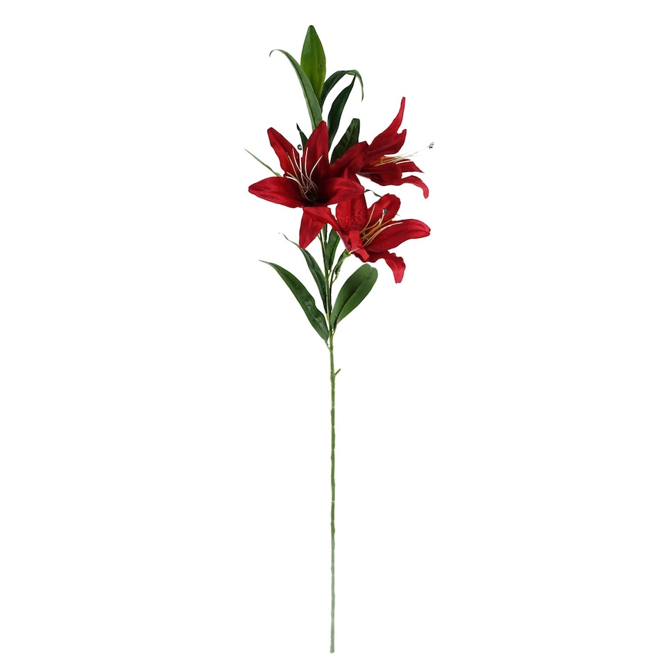 image 1 of 70cm Red Lily Display Silver Glass Vase