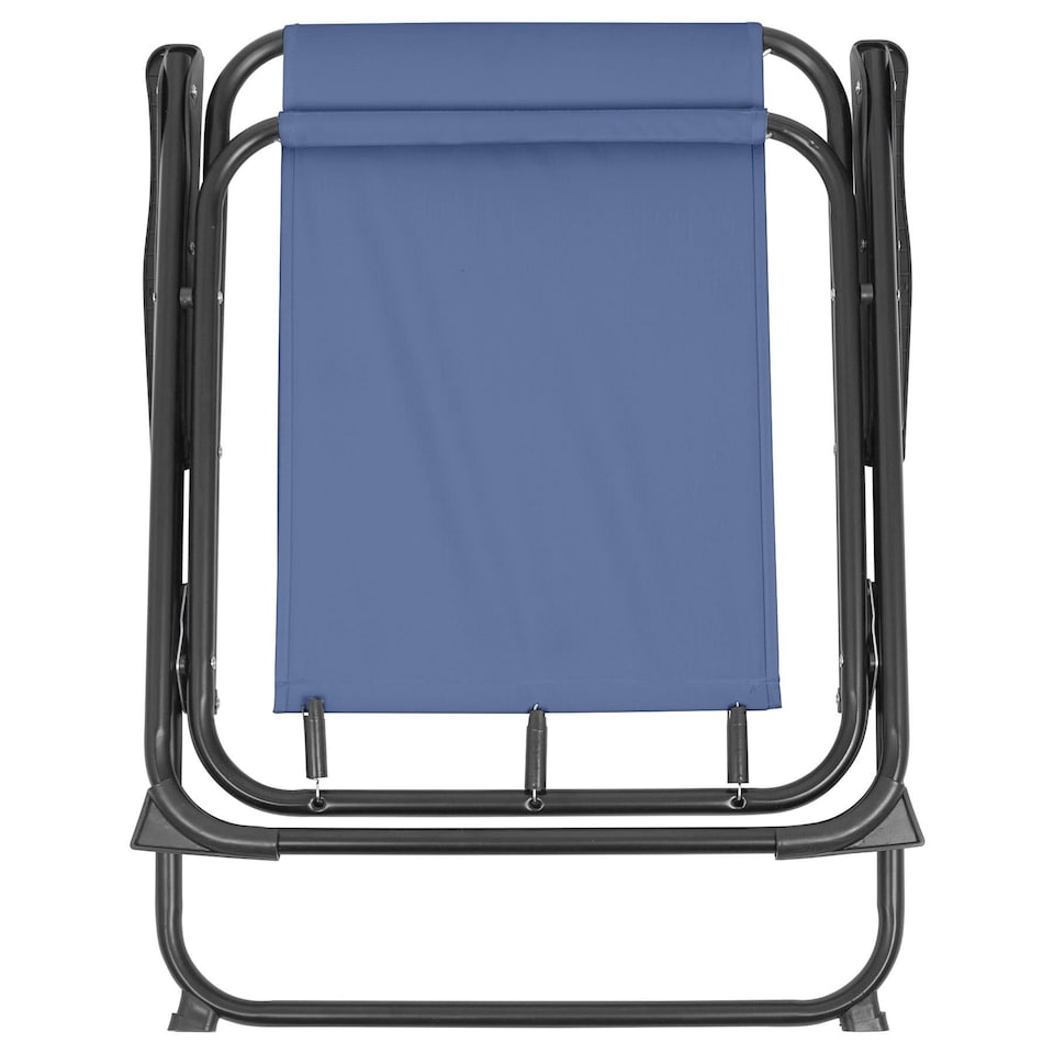 image 1 of Harbour Housewares Folding Metal Beach Chairs - Matt Black/Navy - Pack of 2 | Blue | Matt Black/Navy