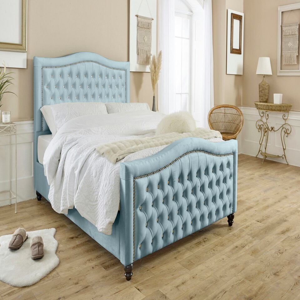 Saturn Plush Superking Bed Frame - Duck Egg