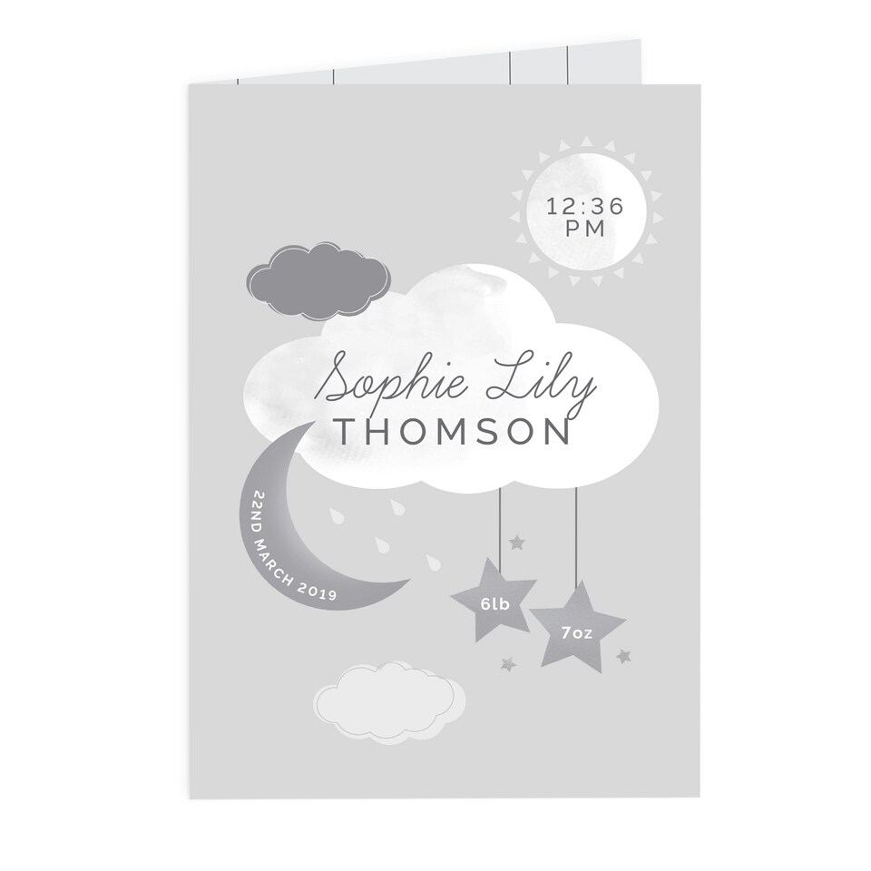 image 1 of Personalised New Baby Moon & Stars Card