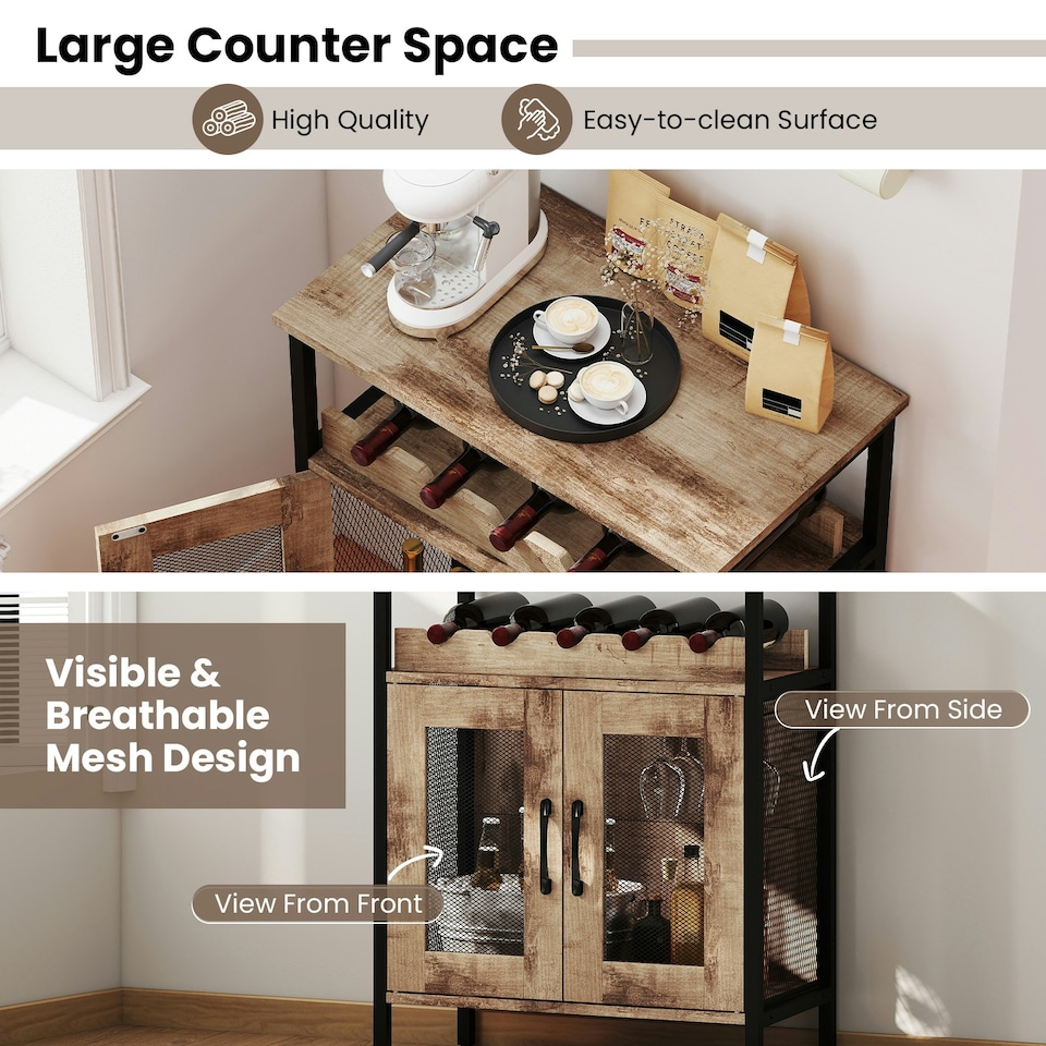 image 1 of COSTWAY Wine Cabinet Sideboard Kitchen Storage Cabinet N/A