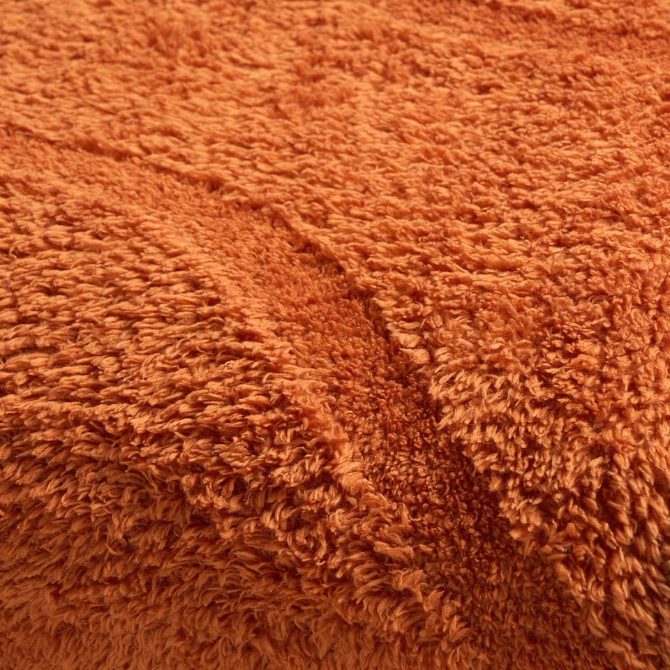 image 1 of OHS Tufted Contour Throw Teddy Fleece Blanket Winter Soft Warm Bedspread - 180 x 200cm | Orange | Rust