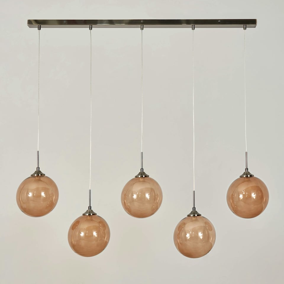 image 1 of BHS Petrice Glass Ball Diner Ceiling Bar Pendant, Black Nickel