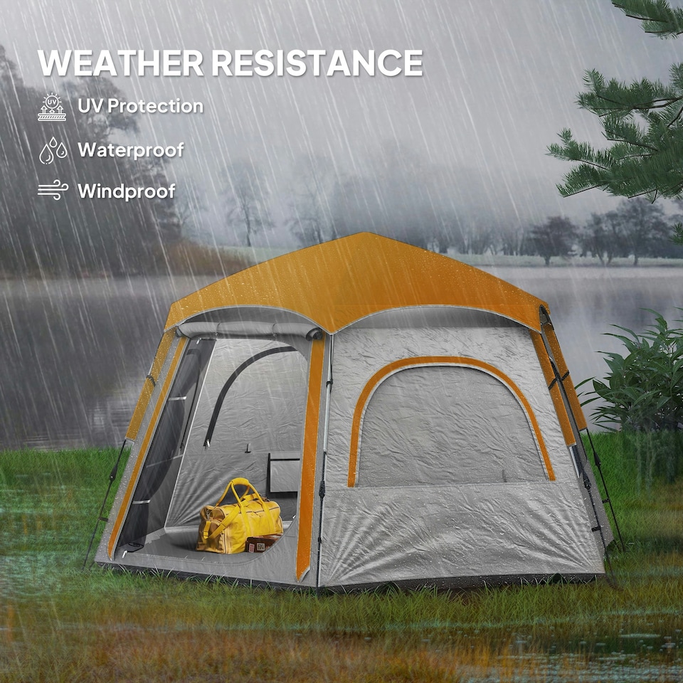 image 1 of Outsunny Instant Camping Tent, 4 Person Easy Setup Dome Tent, Light Grey Grey | Light Grey