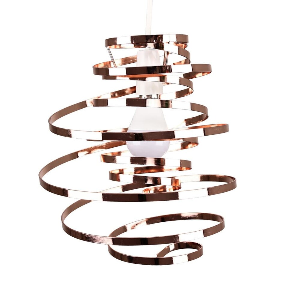 image 1 of ValueLights Contemporary Copper Metal Double Ribbon Spiral Swirl Ceiling Light Pendant