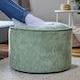 image 2 of icon Round Chenille Bean Bag Pouffe Sage Green Large Chenille Footstool Green
