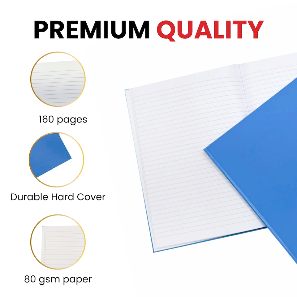 image 1 of Pack of 5 A4 160 Pages 8mm Ruled Purple Casebound Notebooks