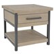 image 1 of Lowry 1 Drawer Side Table Driftwood Lacquered Solid Reclaimed Pine Brown