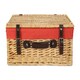 image 3 of 46cm Buff Wicker Picnic Basket with Lining Red | Red | One Size
