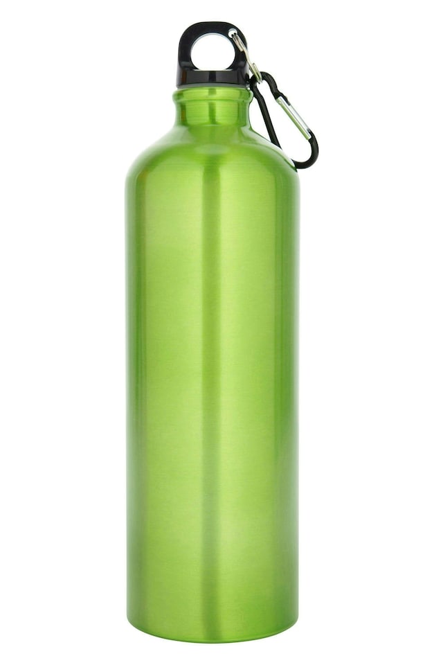 image 1 of Mountain Warehouse 1L Metallic Bottle With Karabiner - 1 Litre | Green | Khaki