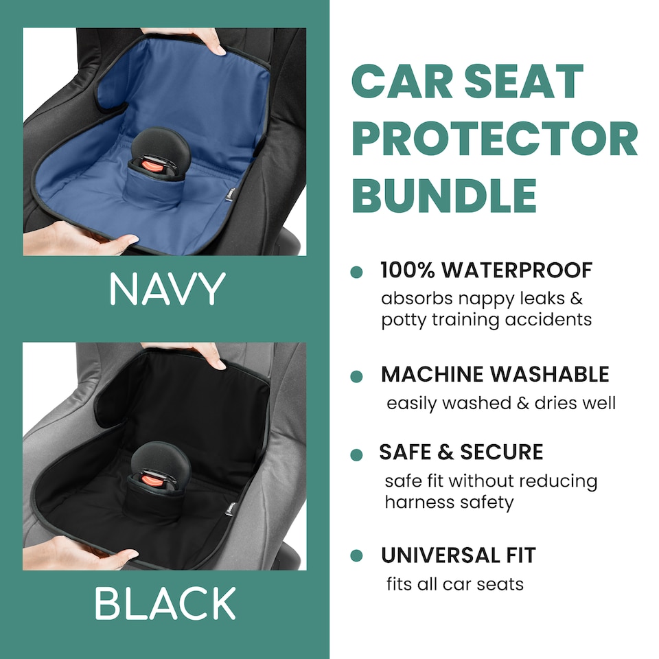 image 1 of Lynmark Potty Training Car Seat Protector Cover with Middle Buckle Hole | Black | Navy | Universal | 2