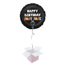 Happy Birthday Fart Face Round Foil Helium Balloon - Inflated Balloon in a Box