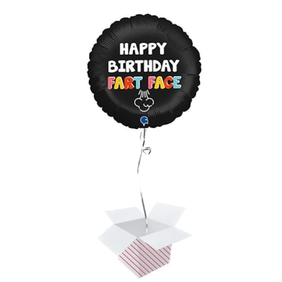 Happy Birthday Fart Face Round Foil Helium Balloon - Inflated Balloon in a Box