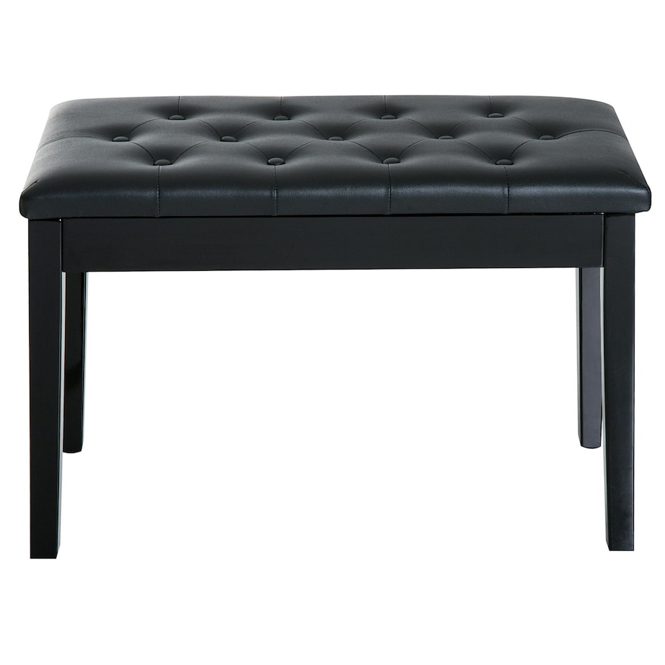 image 1 of HOMCOM Classic Piano Bench Padded Seat Makeup Stool Solid Wood Wooden Black