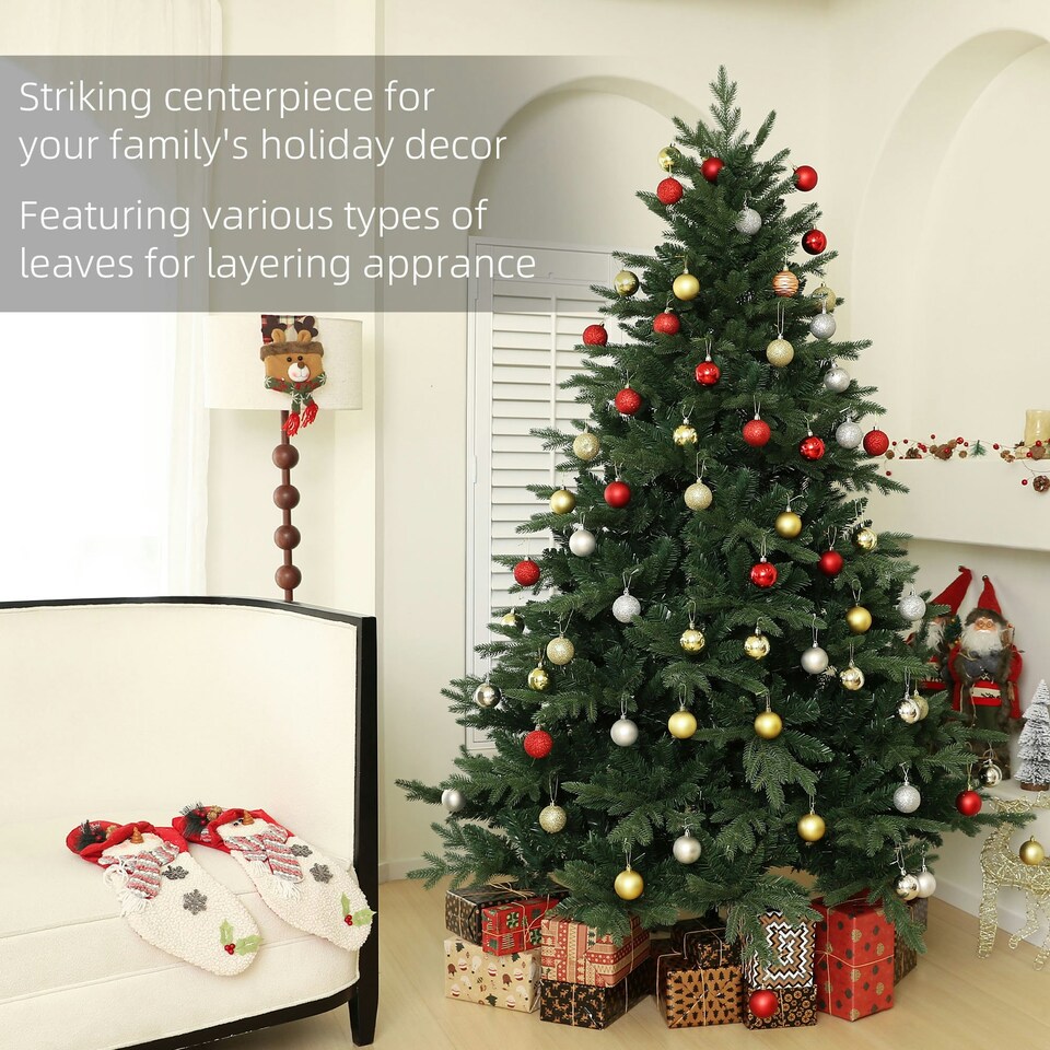 image 1 of HOMCOM 7ft Artificial Spurce Christmas Tree with 3116 Branches