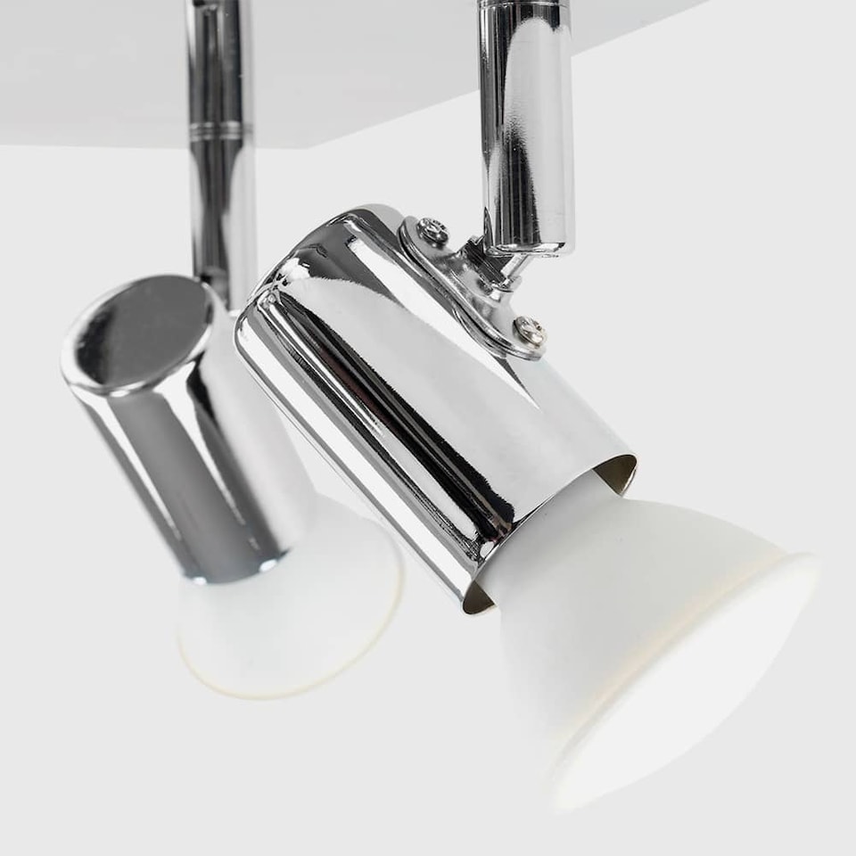 image 1 of ValueLights Pair Square Chrome 4 Way GU10 Ceiling Spotlights