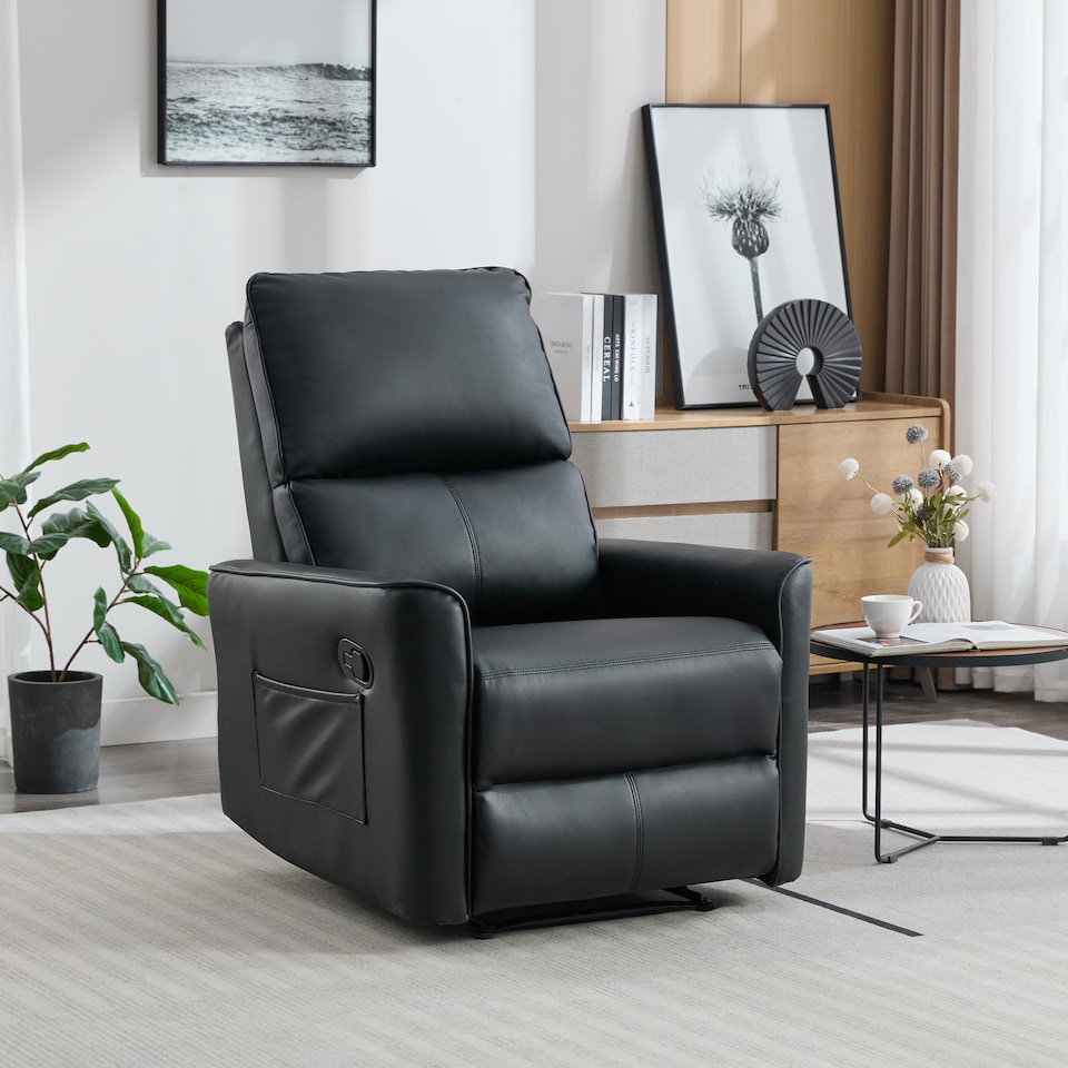 image 1 of Madrid Manual Recliner Air Leather Chair | Black | Black | One Size