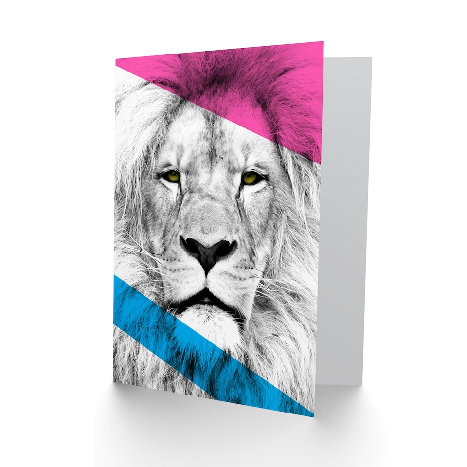 image 1 of Contemporary Bold Cmyk Lion Art Blank Just to Say Card