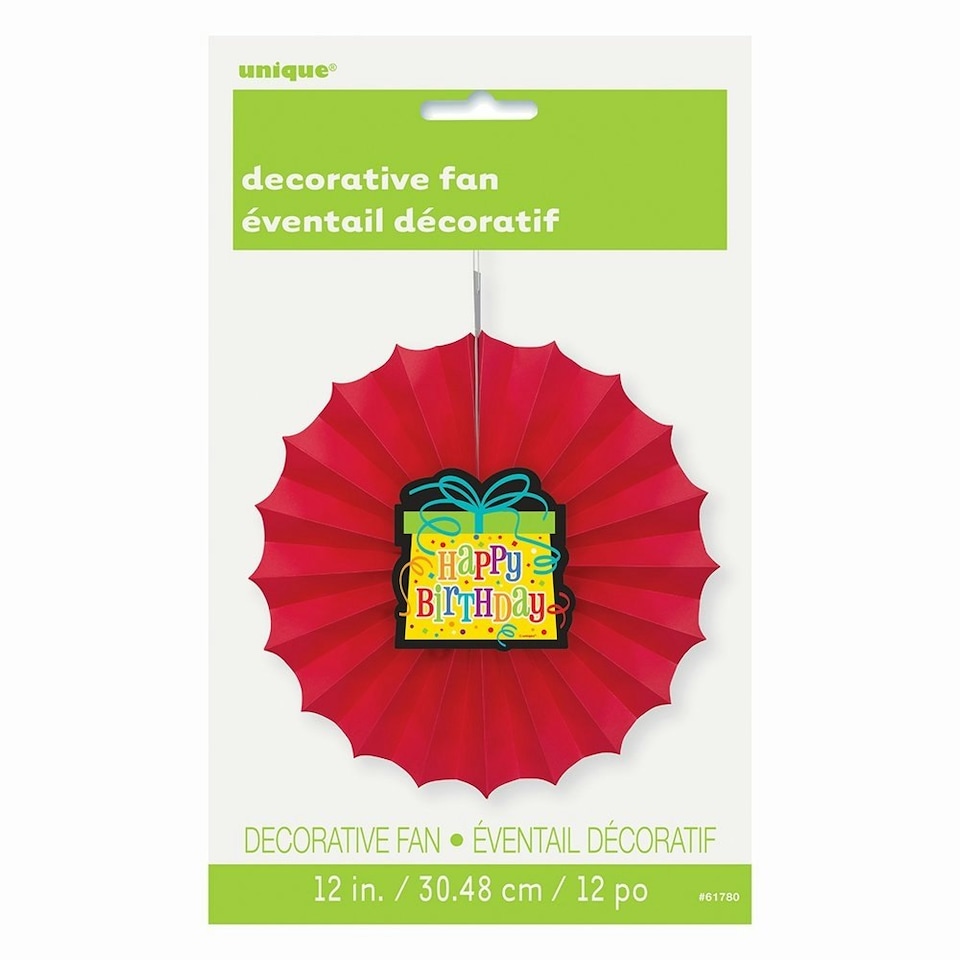image 1 of Unique Party Tissue Paper Happy Birthday Fan Decoration - Multicoloured - One Size