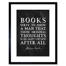 Slate Quote Abraham Lincoln Books Thoughts 9x7" Black Framed Wall Art Print