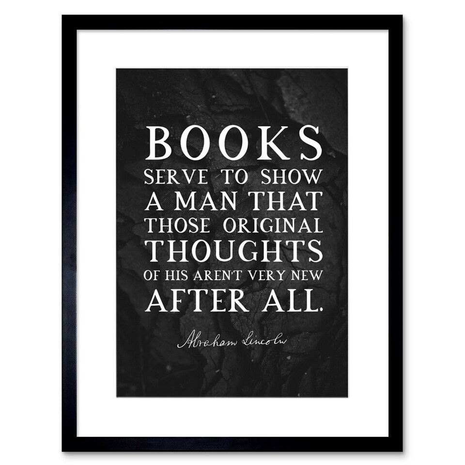 image 1 of Slate Quote Abraham Lincoln Books Thoughts 9x7" Black Framed Wall Art Print