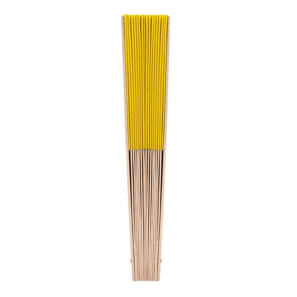 image 1 of MidOcean Fanny Wood Wood Handheld Fan - Yellow - One Size