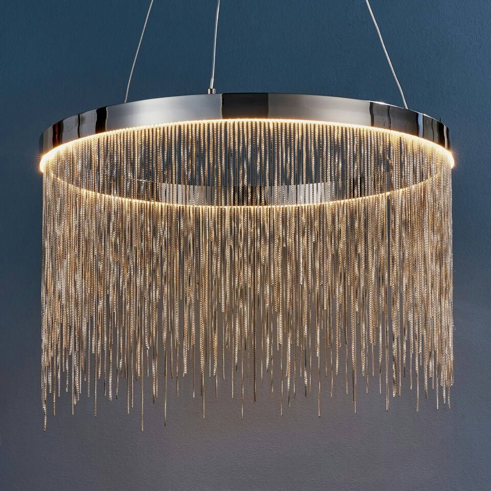 image 1 of Zelma LED 1 Light Pendant Chrome, Silver Chain