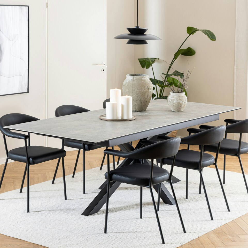 image 1 of Heaven Extendable Dining Table with Ceramic Grey Top 200cm