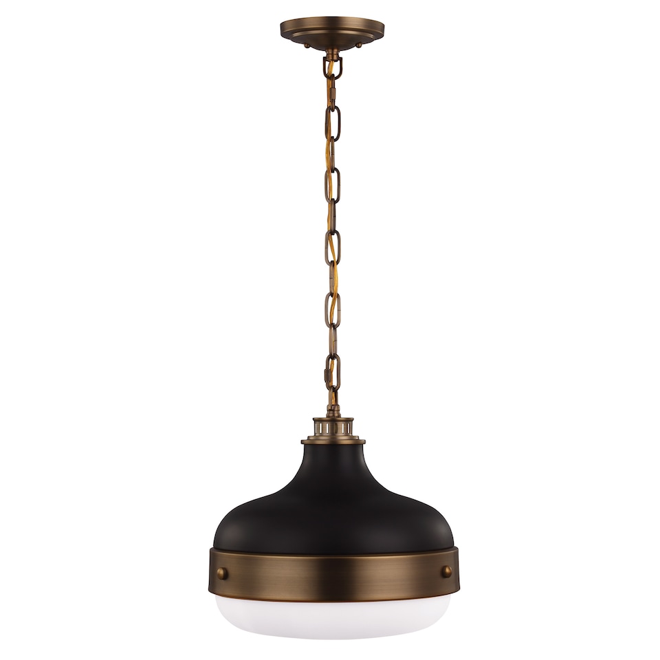 image 1 of Cadence 2 Light Dome Ceiling Pendant Antique Brass, Black, E27