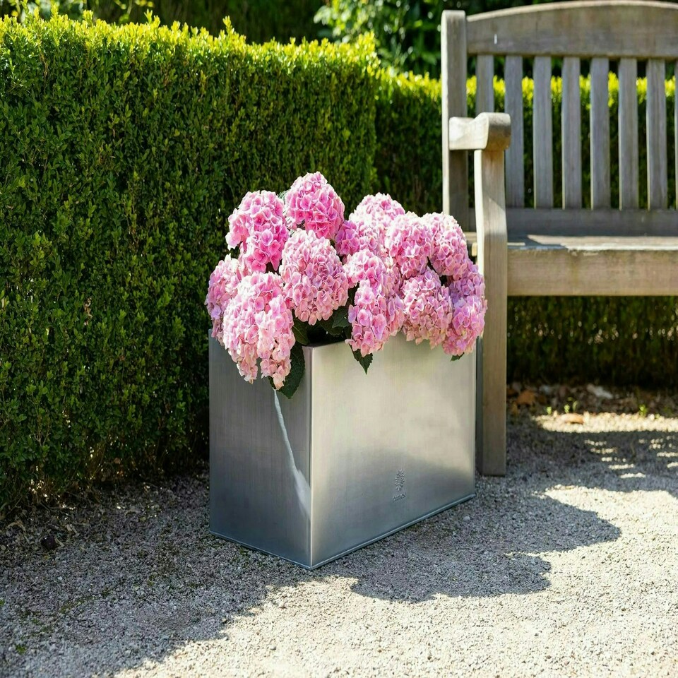 image 1 of Primrose Zinc Galvanised Rectangular Silver Rectangular Planter 100cm x 40cm
