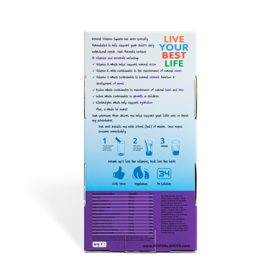 image 1 of Revival KIDS - Daily Multi-Vitamin & Electrolyte Drink - Apple & Blackcurrant 6 pack
