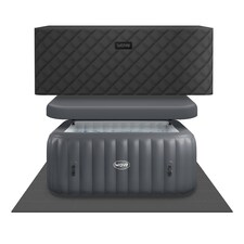 Wave Pacific 6 Person Inflatable Hot Tub, EnergySave Bundle, Dark Grey