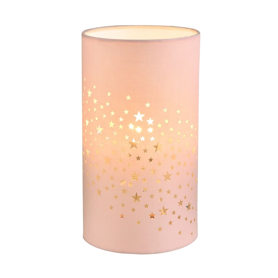image 1 of Contemporary Stars Decorated Children/Kids Blush Pink Cotton Bedside Table Light | Pink | Pink | 1