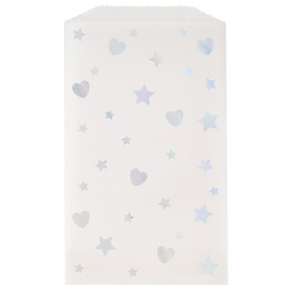 image 1 of Pack of 8 Iridescent Hearts and Stars Glassine Treat Bags