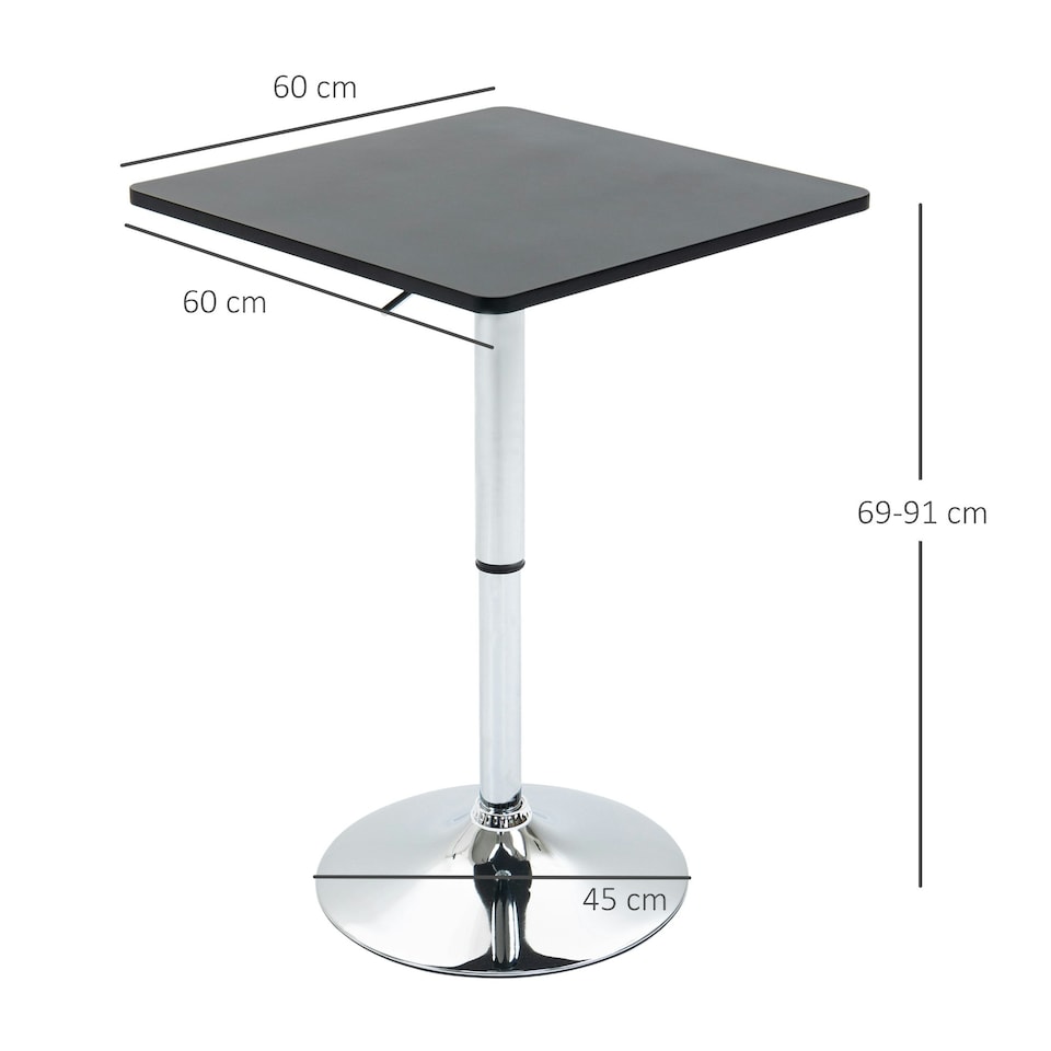 image 1 of HOMCOM Adjustable Height Bar Table with Metal Frame and Square Tabletop