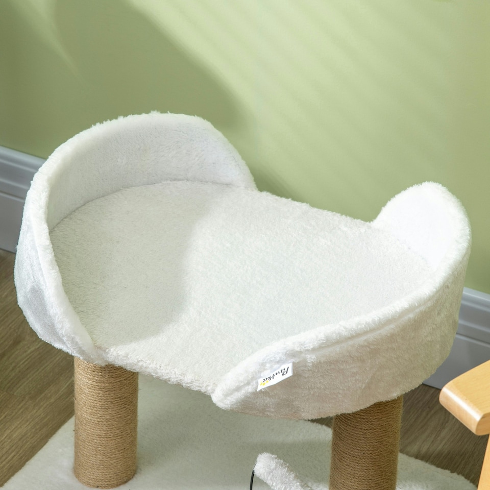 image 1 of PawHut Cat Tree Tower Scratcher with Bed for Indoor Cats, White