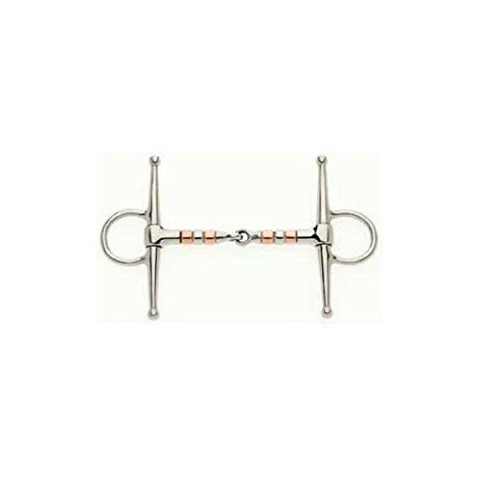image 1 of Lorina Copper Roller Full Cheek Jointed Snaffle - Silver/Copper - 5in