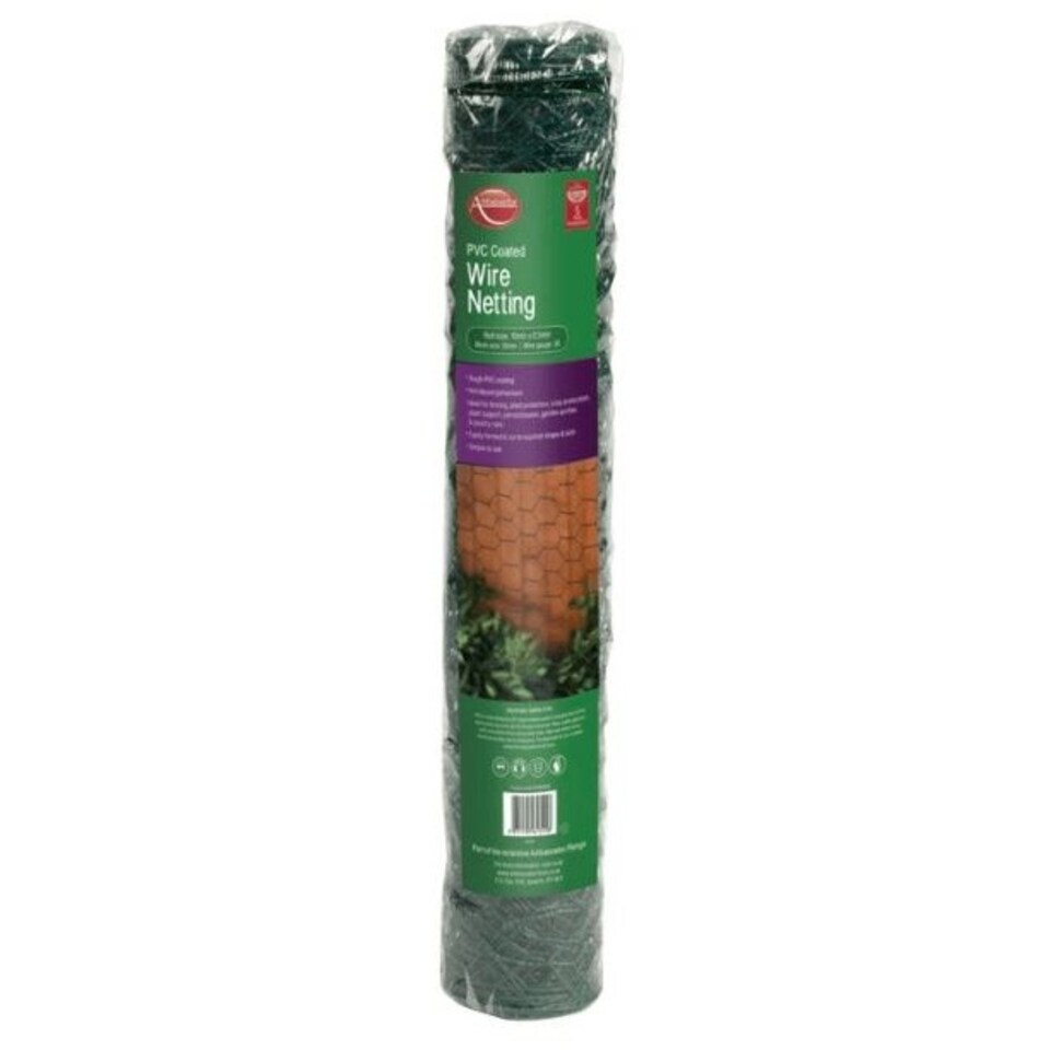 Ambassador PVC Coated Wire Netting | Green | Green | 1.3cm x 10m x 0.5m | 1