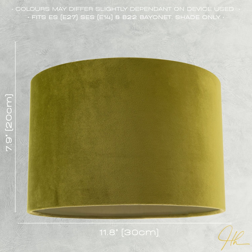 image 1 of Soft Velvet Olive Green Fabric Round Lamp Shade for Table or Pendant | Green | Olive Green | 1