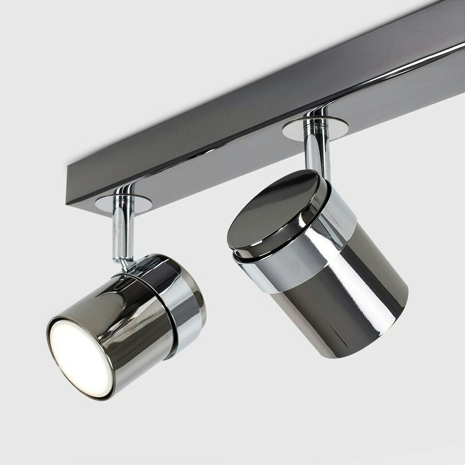 image 1 of ValueLights Modern 4 Way Straight Bar Ceiling Spotlight Fitting Black Chrome Finish | Black