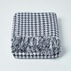 image 2 of Homescapes Black Houndstooth 100% Cotton Bedspread Throw - 225 x 255 cm Black