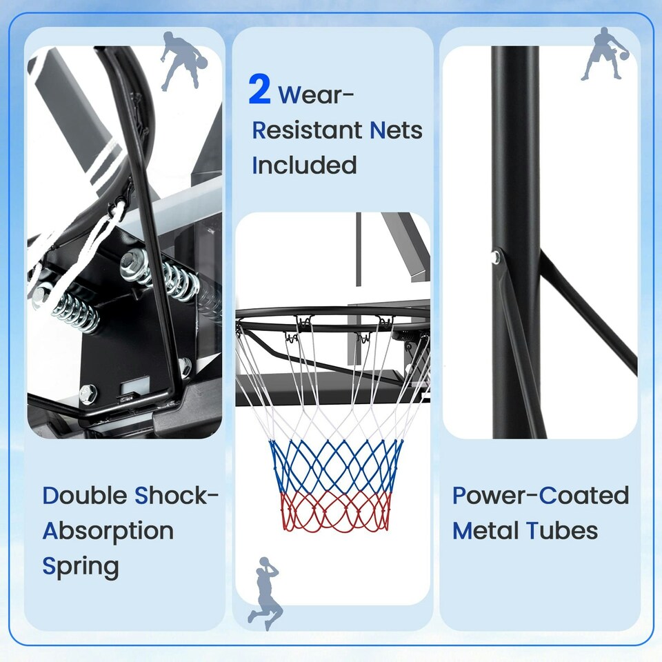 image 1 of COSTWAY Basketball Hoop 4.1-10 FT Adjustable Backboard System Black | Standard