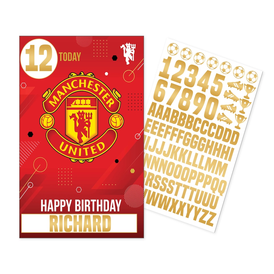 image 1 of Manchester United FC Personalise Birthday Card With Sticker Sheet